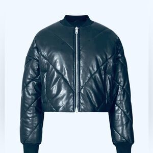 All Saints LAMB Leather Bailey Puffer Jacket - black / boxy oversized fit NWOT